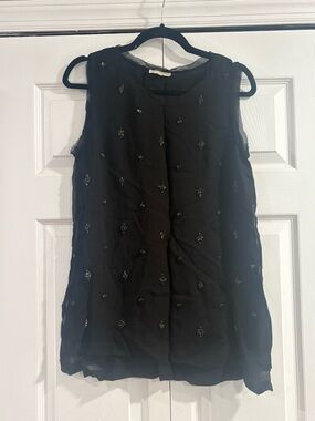 Black Beaded Sleeveless Chiffon Camisole